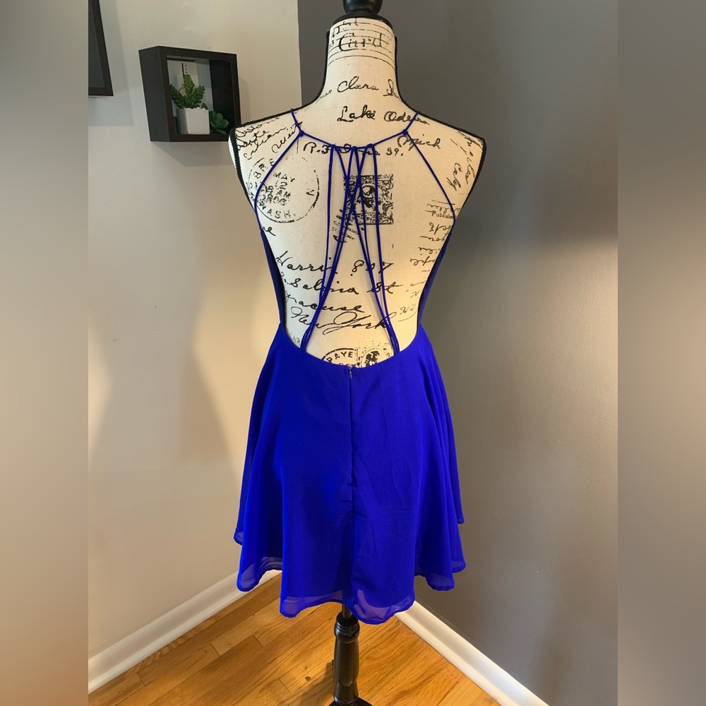 Charlotte Russe Blue Thin Strap Open-Back Blue Dress